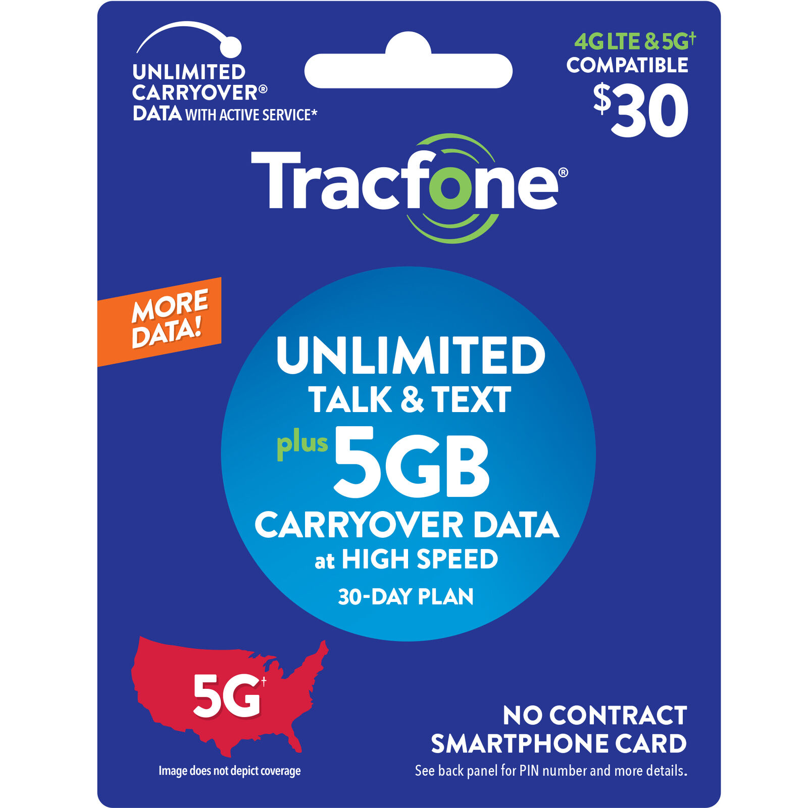 Tracfone $30 Unlimited Talk, Text, 4GB Data 30-Day Plan [Email Delivery]