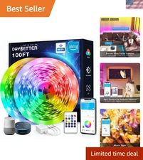 Versatile 100 ft LED Strip Lights - Perfect for Bedroom & Party Decor