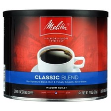 Melitta Classic Roast Caffeinated Canned Coffee, 22oz Can NEW 4.54 per pound