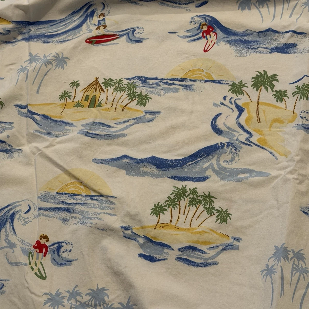Couette Enfants Thème Plage Couette Double Pottery Barn Motif Patchwork Floral Hawaïen Surf - Taille Twin, Occasion, 100% Coton Literie Enfant Thème Plage