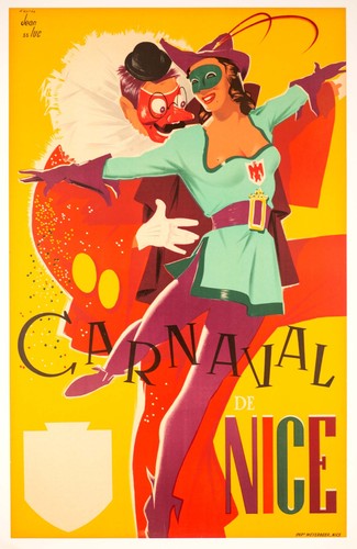 Carnaval de Nice by Jean Luc 1950 on linen original french lithograph - Picture 2 of 3