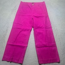 Maeve Anthropologie The Colette Pants 32 Pink Linen Wide Leg Cropped High Rise