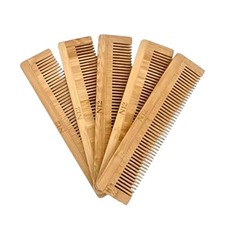 5 Bamboo Wood Pocket Beard Comb Set of 5, 100 Natural wooden combs for Beard,...