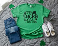 Handmade Women's St. Patrick's Day One Lucky Mama Tee Shirt