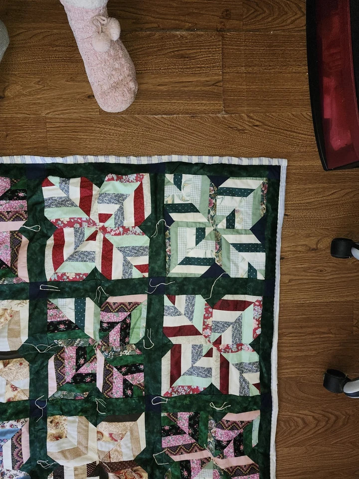 Vintage Hand Stitched Scrappy Quilt / Floral Granny Core 60” x 70” Twin - Image 3 of 4