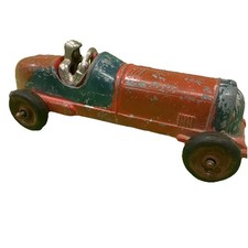 Vintage Hubley Cast Iron Race Car 5 Original Paint W Driver Red Antique Toy