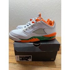 Air 5 Retro Low GS Football Grey Brilliant Orange FQ1293-018 Size 6.5Y
