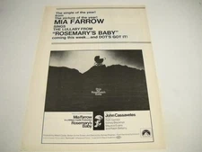MIA FARROW sings the Lullaby from ROSEMARY'S BABY original 1968 Promo Display Ad