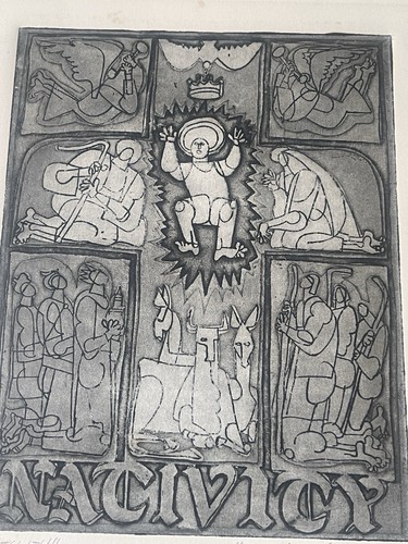 VINTAGE "NATIVITY" B & W ETCHING MODERN ABSTRACT SIGNATURE ILLEGIBLE - Picture 8 of 12