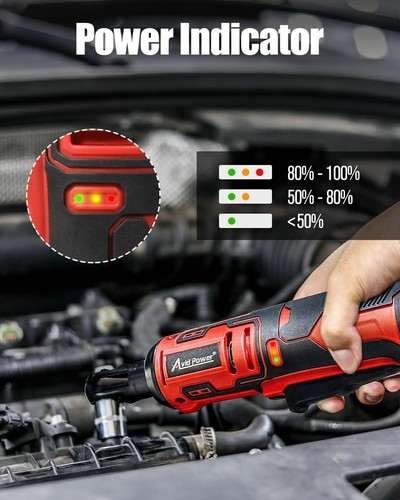 AVID POWER 3/8" Cordless Electric Ratchet Wrench Kit 12V w/ 2 Batteries & Socket - Foto 6 di 11