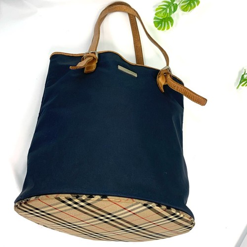 Burberry Blue Label Nova Check Bucket Tote Bag Coated Canvas Beige From Japan