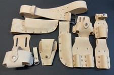 SCAFFOLDERS TOOL BELT FROG SET HOLDER SPANNER TAPE LEVEL NATURAL VEG TAN LEATHER