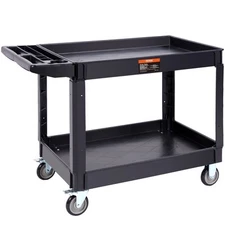 VEVOR Utility Service Cart 2 Shelf 550LBS 2 Swivel Wheels & 2 Fixed Wheels