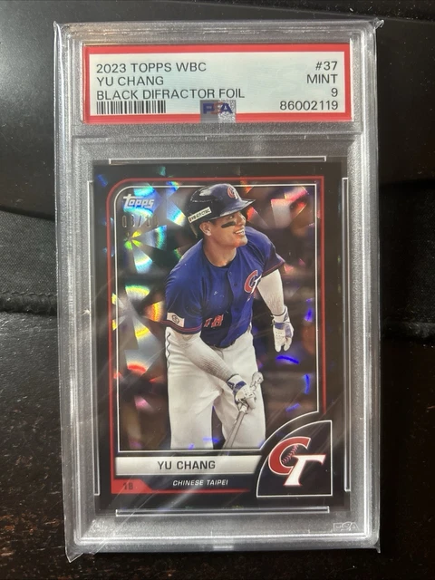 2023 Topps World Baseball Classic WBC Yu Chang Black Difractor /10 PSA 9 O