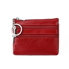 Women Key Ring Leather Mini Purse Coin Small Change Bag Card Wallet Pouch Zip Up