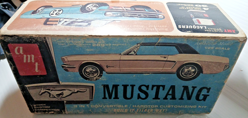 Vintage AMT 1964 Ford Mustang 289 V-8 Maßstab 1:25 Plastik Modellauto Bausatz