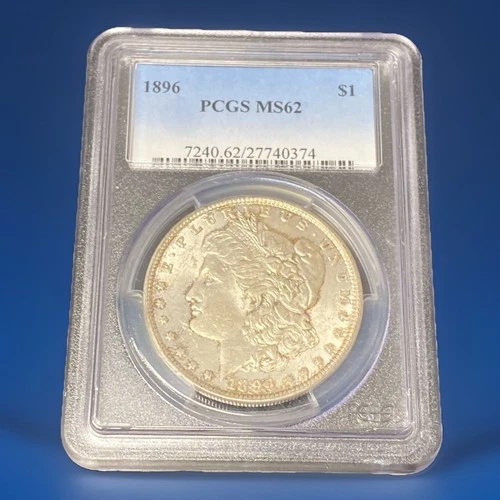 1896 Morgan Silver Dollar $1 PCGS MS62 90% Silver Coin