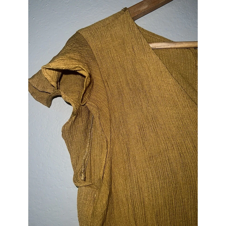 Lily White Women's Button Front Blouse V-Neck Cap Sleeve Back Tie Size XL - Image 4 of 4