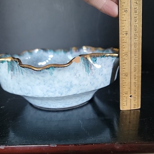 Italy Hand painted gold thistle flower decor Fiorentin Saca Sesto Bowl Beauty - Picture 13 of 15