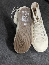 Balenciaga paris distressed high top sneakers in white canvas size EU 34 US 4