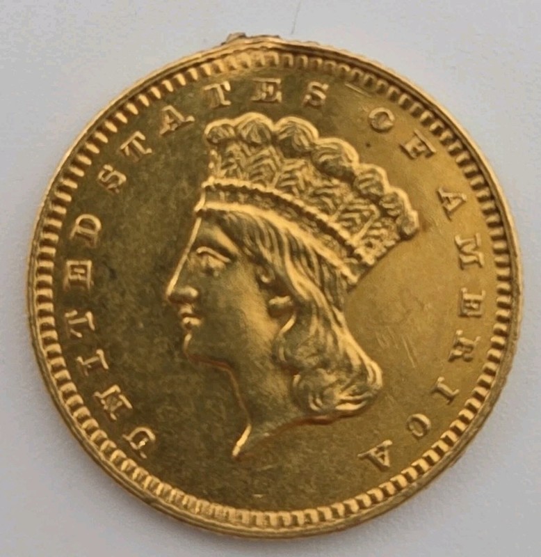 1862 Type 3 Indian Princess Head Gold Dollar $1
