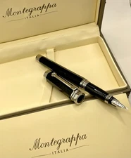 NOS MONTEGRAPPA NeroUno Fountain Pen- 18k M Nib- Box& Papers- Converter- Italy