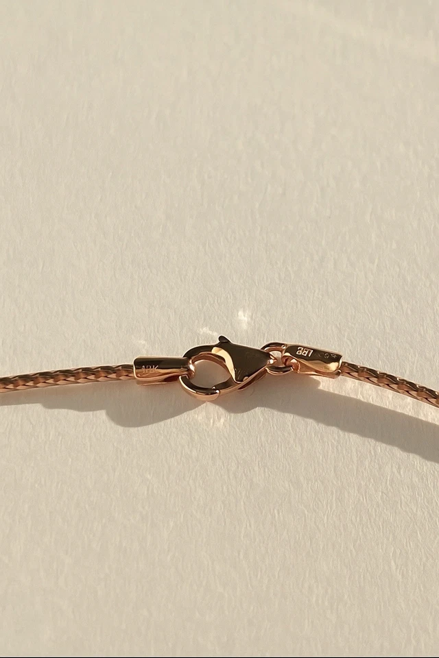 Collar Omega Cable Brillante Oro Rosa 14K Sólido 1.5 mm 17" Fino Foto 2 de 4