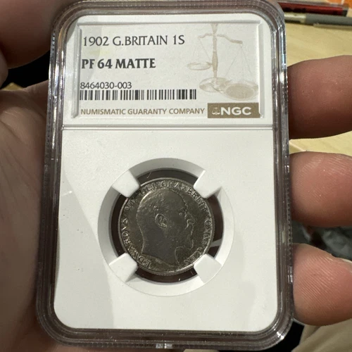 Great Britain 1902 King Edward VII Matte Proof 1 Shilling * NGC PF64 * SILVER