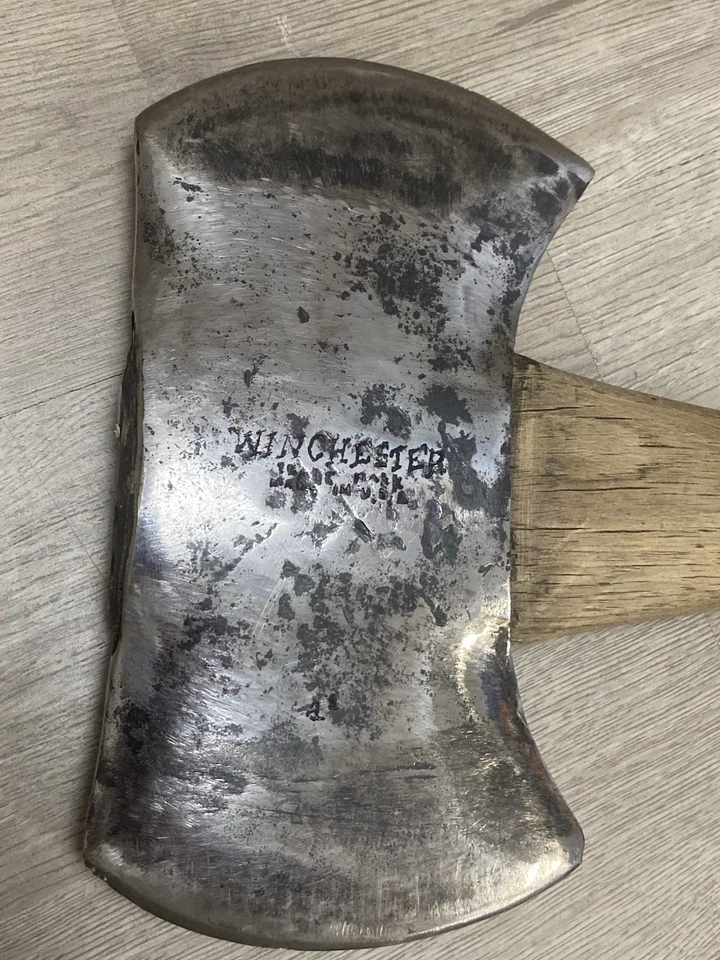 Antigua HACHA "WINCHESTER" HACHA DE DOBLE BROCA Aserradero Leñador Marca Hecha en EE. UU. Foto 2 de 4