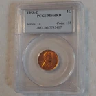 1958-D Lincoln Wheat Small Cent PCGS MS66RD Copper Uncirculated RD