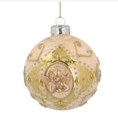 12 X Gisela Graham Gold/White CHERUB LARGE Christmas Baubles Box Full - Picture 5 of 6