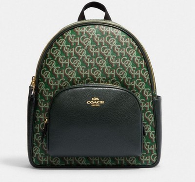 NWT Coach Womens Court  Backpack In Leather Canvas With Monogram Print