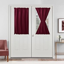 French Door Curtains Privacy, Rod Pocket Semi 24"W x 40"L Pack of 1 Burgundy