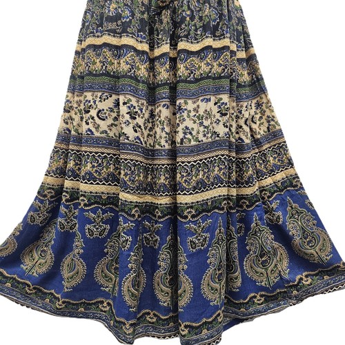 Boho Maxi Skirt Crinkle Ethnic Lightweight Summer Printed Long 10 12 14 16 18 20 - Picture 44 of 54