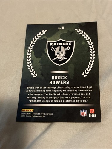 BROCK BOWERS 2024 DONRUSS OPTIC FOOTBALL ROOKIE RECRUITS #6 RC - Picture 2 of 2