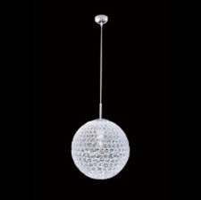 Image of Pendant Ceiling Light Globe, Clear Acrylic & Chrome 28cm Ball Sphere Chandelier