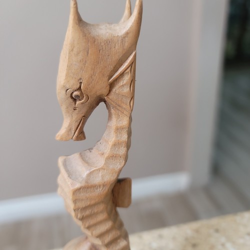 Burl Wood Seahorse Hand Carving Sculpture Statue Driftwood, 8" - Picture 3 of 6