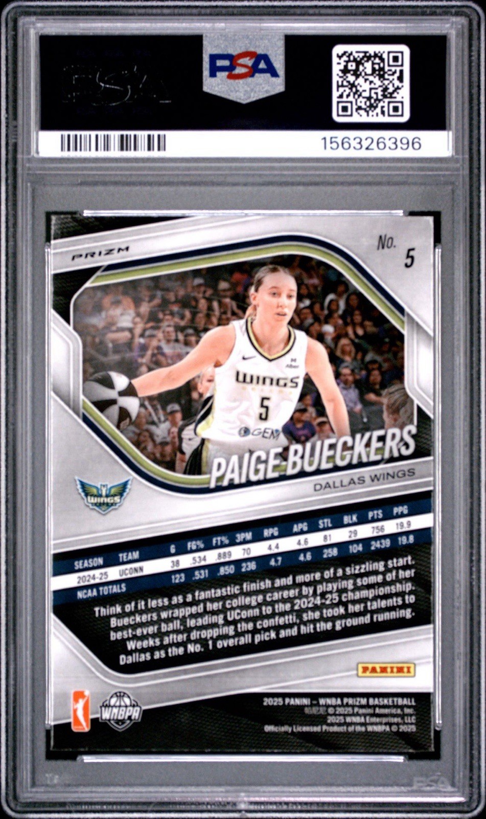 2025 PANINI PRIZM WNBA ICE #5 PAIGE BUECKERS ROOKIE RC PSA 10 GEM view 2