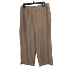 J JILL Tan Herringbone Wide Leg Cropped Pants Size 12