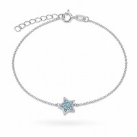 FußKette FußKettchen Stern Kristalle 925 Silber