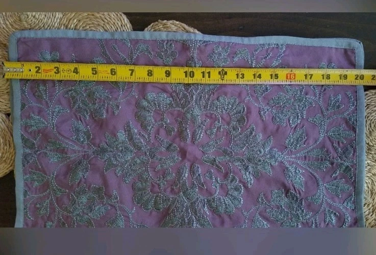 2pc Embroidered Lace Pillowcases. Standard. Gray/Mauve NWOT - Image 3 of 4