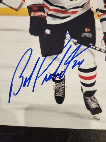 Bob Probert signiertes 8x10 Foto BGS BAS authentifiziert AUTO #95 Trikot Blackhawks - Bild 2 von 5