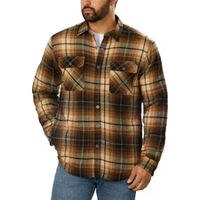 NWT! Grizzly Mountain Men’s Flannel Sherpa lined Shirt Jacket, Brown/Gray/Green