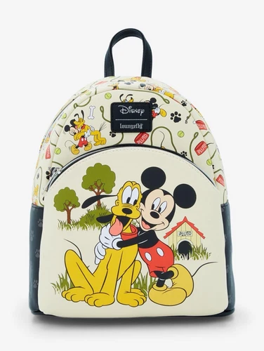 Loungefly Disney Mickey Mouse and Pluto Mini Backpack Allover Print Dog Paws