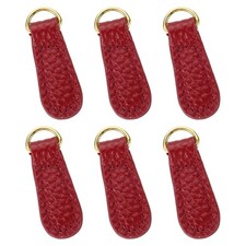 6pcs 1.57 Inch Dark Red Zipper Pull Litchi Leather Zipper Replacement Repair