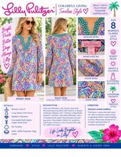 Lilly Pulitzer Womens Size 8 Multicolor Abstract Print Beaded V Neck Shift Dress