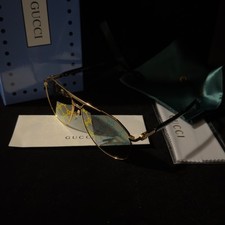 Gucci GG1220S 004 59mm Men's Sunglasses Gold with Green GG Logo Lens