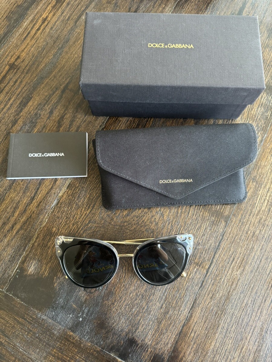 DOLCE & GABBANA DG4340 675/87 Top Black/Crystal Gold Cat Eye  display picture 2