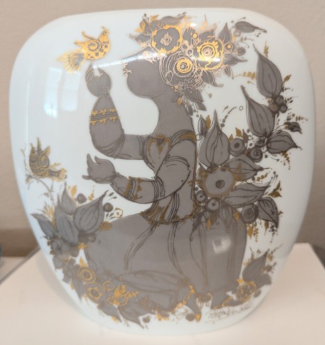 Rosenthal Bjorn Wiinblad Samuramat Series Gold Decor Vase Mid Century Studio Lin - Picture 2 of 5