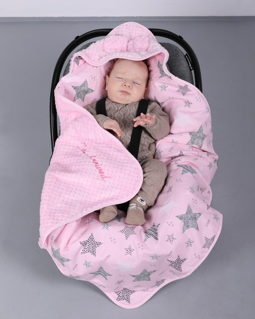 BlueberryShop cotton fleece car seat Blanket Baby pink stars BlueberryShop cotton fleece car seat Blanket Baby pink stars